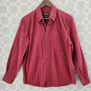 Eddie Bauer Red Burgundy Cotton Button Down Men's Shirt M